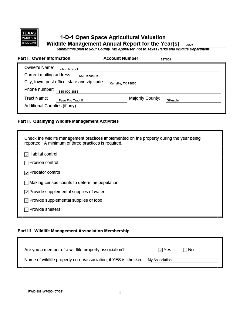 TPWD Form PWD-888 — First Page