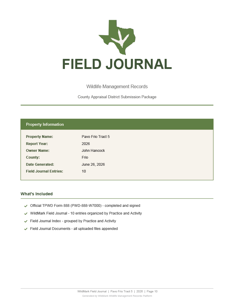 Field Journal — Cover Page