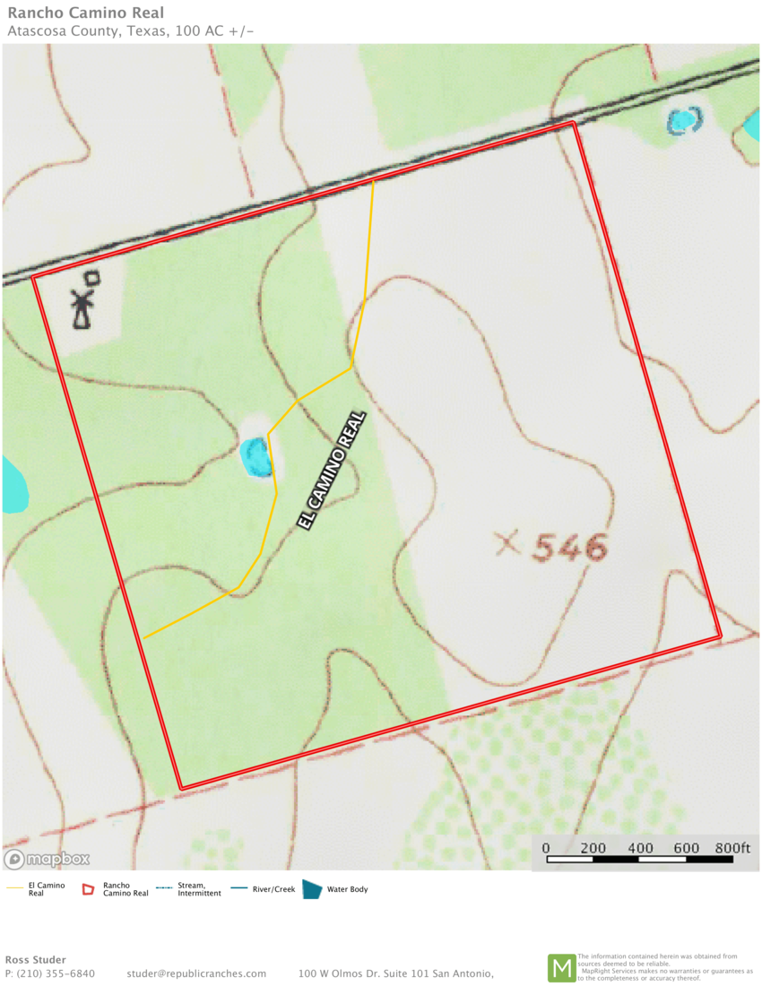 GIS topographic map of ranch property showing terrain and boundaries